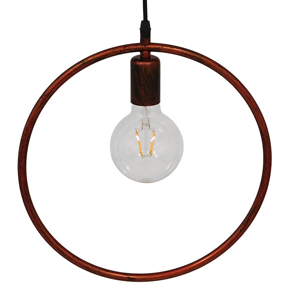 GloboStar® OMICRON 01579 Μοντέρνο Κρεμαστό Φωτιστικό Ανάρτηση Μονόφωτο 1 x E27 IP20 Χάλκινο Μέταλλο - Μ33 x Π4 x Υ33cm - ledmania.gr