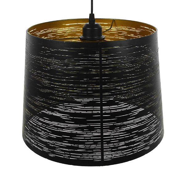 GloboStar® ACCADEMIA 01584 Μοντέρνο Industrial Κρεμαστό Φωτιστικό Οροφής Μονόφωτο 1 x E27 Μεταλλικό Μαύρο - Χρυσό Καμπάνα Φ35 x Υ25cm - ledmania.gr