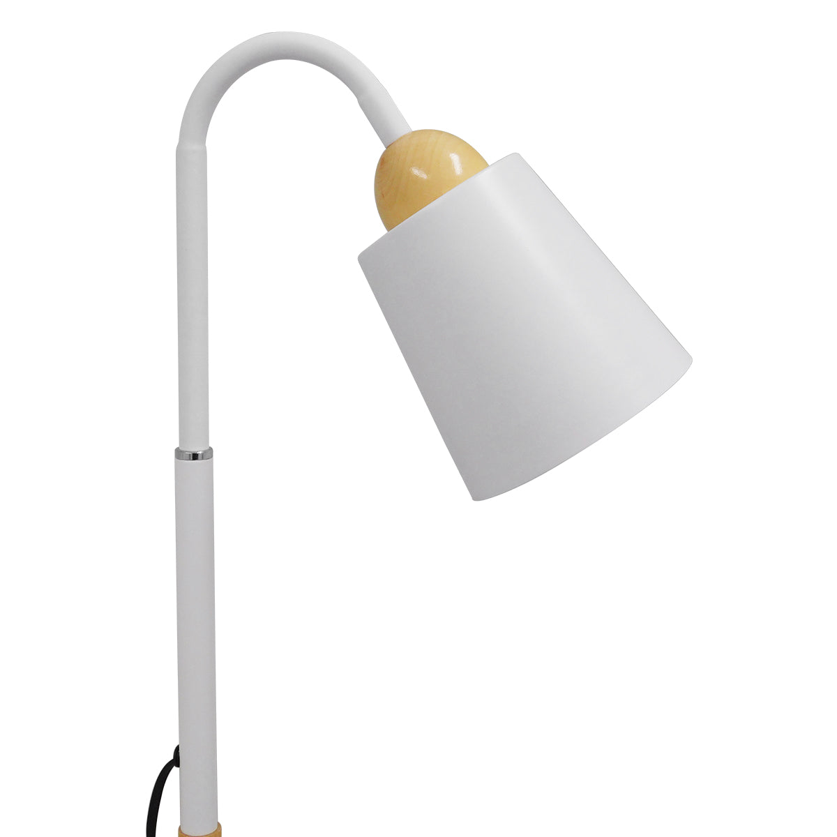 GloboStar® RIBBON 01586 Μοντέρνο Φωτιστικό Δαπέδου Μονόφωτο 1 x E27 Λευκό Μεταλλικό Καμπάνα με Εφέ Ξύλου D13 x H164cm - ledmania.gr
