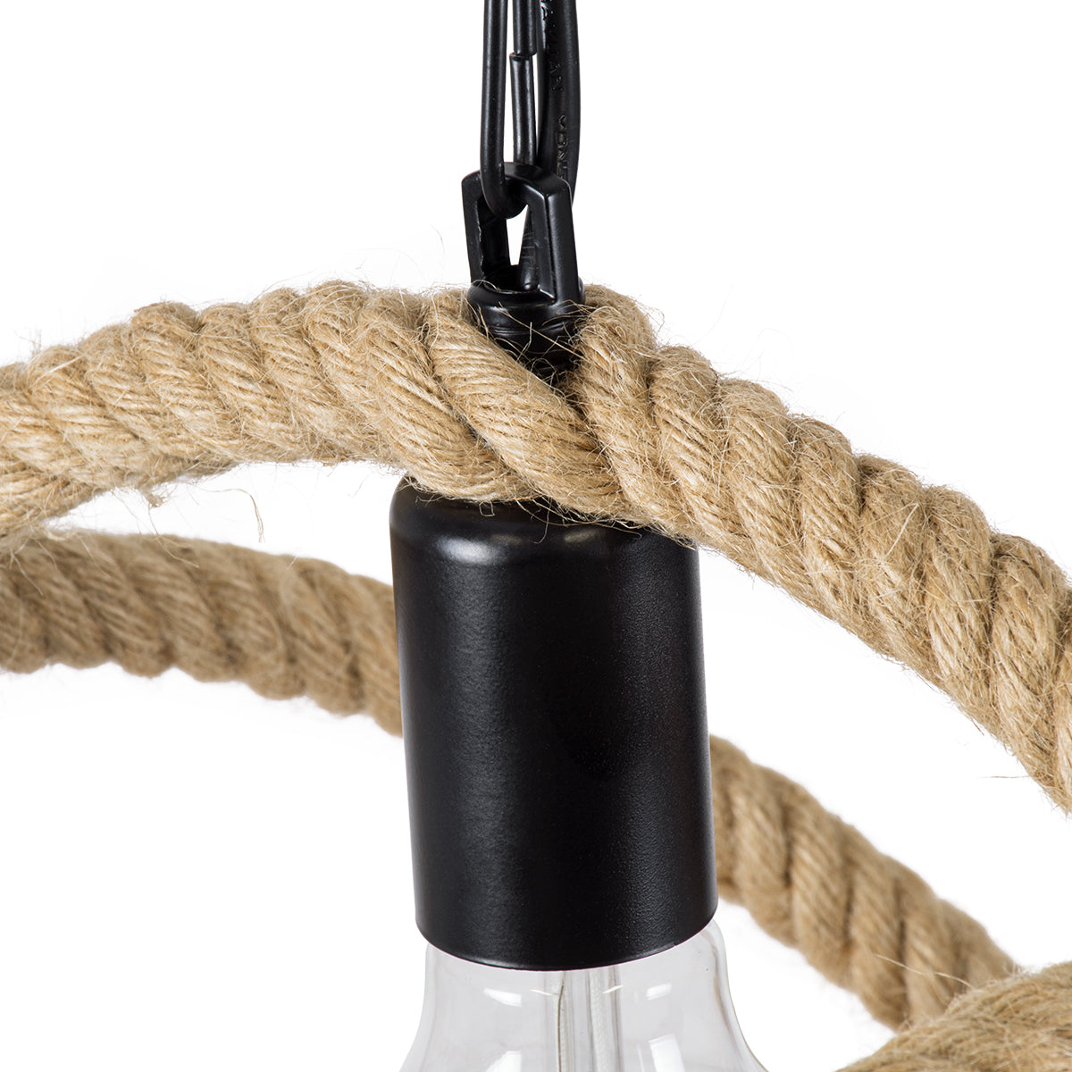 GloboStar® BALANCE 01596 Vintage Κρεμαστό Φωτιστικό Οροφής Μονόφωτο 1 x E27 Μπεζ Μεταλλικό με Σχοινί Φ35 x Υ36cm - ledmania.gr