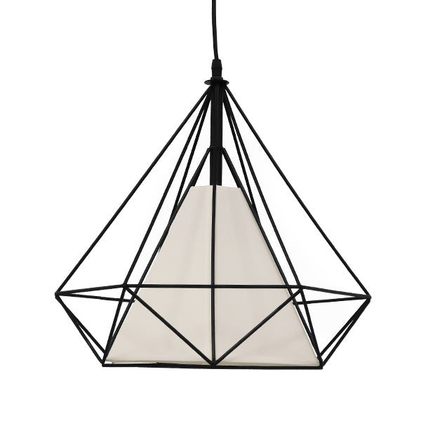 GLOBOSTAR® KAIRI 01618 Μοντέρνο Κρεμαστό Φωτιστικό Οροφής με Ντουί 1 x E27 AC 220-240V IP20 - Μαύρο & Λευκό - Μ38 x Π38 x Υ39cm - ledmania.gr
