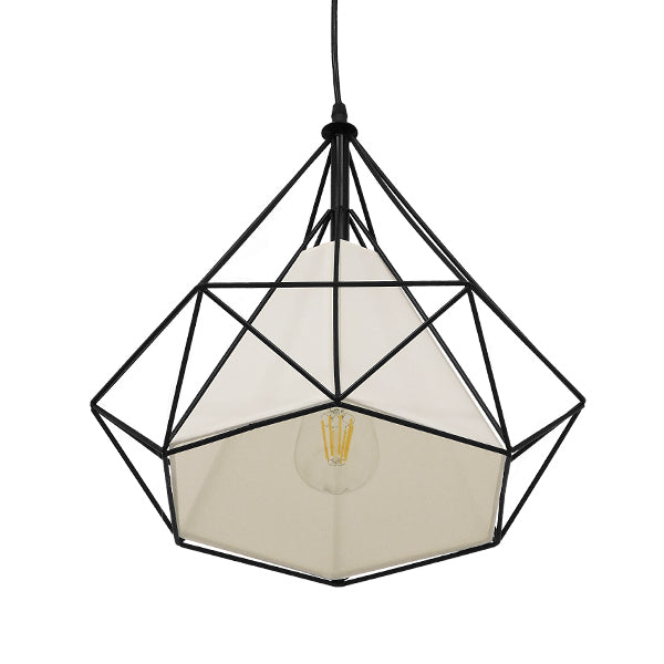 GLOBOSTAR® KAIRI 01618 Μοντέρνο Κρεμαστό Φωτιστικό Οροφής με Ντουί 1 x E27 AC 220-240V IP20 - Μαύρο & Λευκό - Μ38 x Π38 x Υ39cm - ledmania.gr