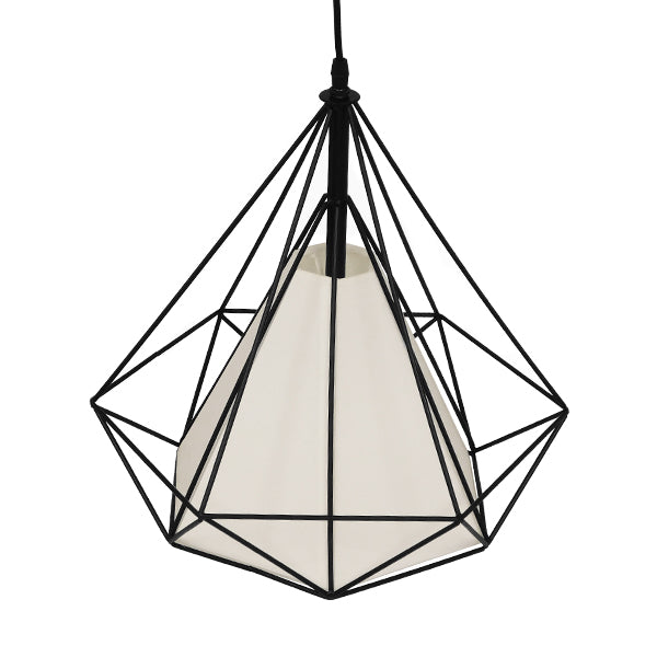 GLOBOSTAR® KAIRI 01618 Μοντέρνο Κρεμαστό Φωτιστικό Οροφής με Ντουί 1 x E27 AC 220-240V IP20 - Μαύρο & Λευκό - Μ38 x Π38 x Υ39cm - ledmania.gr