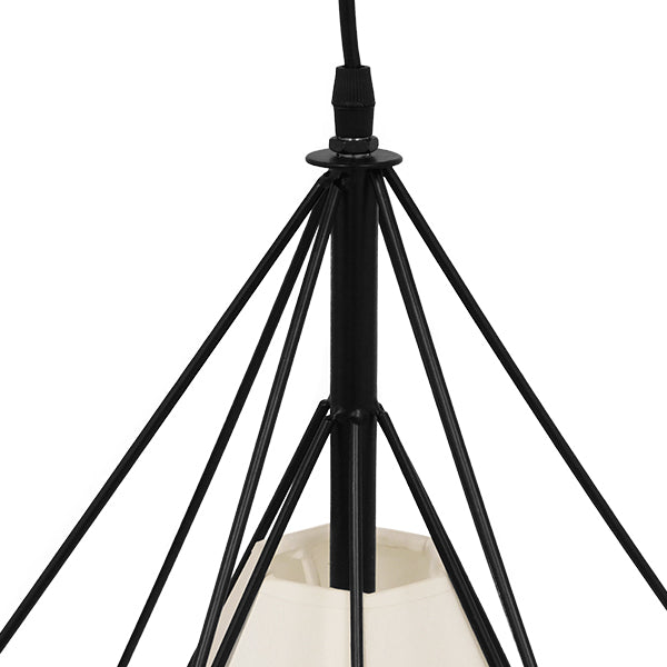 GLOBOSTAR® KAIRI 01618 Μοντέρνο Κρεμαστό Φωτιστικό Οροφής με Ντουί 1 x E27 AC 220-240V IP20 - Μαύρο & Λευκό - Μ38 x Π38 x Υ39cm - ledmania.gr