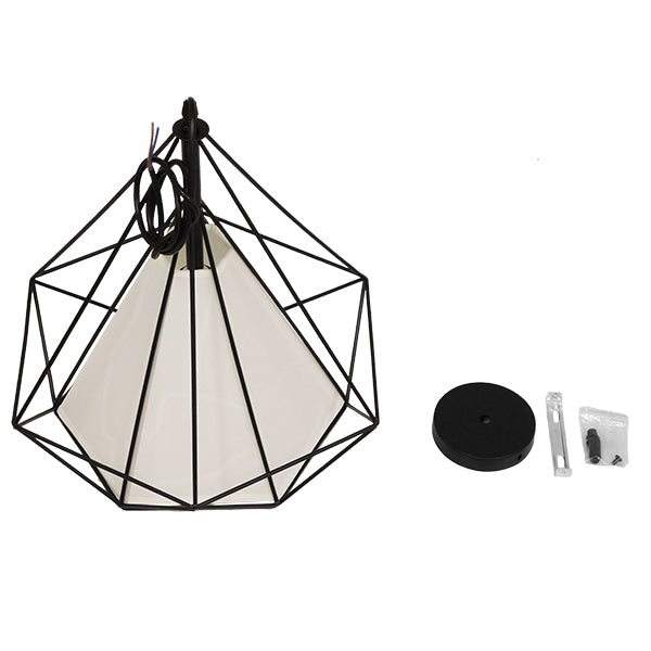 GLOBOSTAR® KAIRI 01618 Μοντέρνο Κρεμαστό Φωτιστικό Οροφής με Ντουί 1 x E27 AC 220-240V IP20 - Μαύρο & Λευκό - Μ38 x Π38 x Υ39cm - ledmania.gr