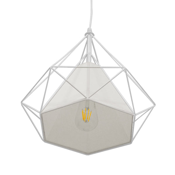 GLOBOSTAR® KAIRI 01619 Μοντέρνο Κρεμαστό Φωτιστικό Οροφής με Ντουί 1 x E27 AC 220-240V IP20 - Λευκό - Μ38 x Π38 x Υ39cm - ledmania.gr