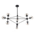 GLOBOSTAR® SENTINEL 01636 Μοντέρνο Φωτιστικό Οροφής με Ντουί 10 x E27 AC 220-240V IP20 - Μαύρο & Διάφανο - Μ105 x Π80 x Υ90cm