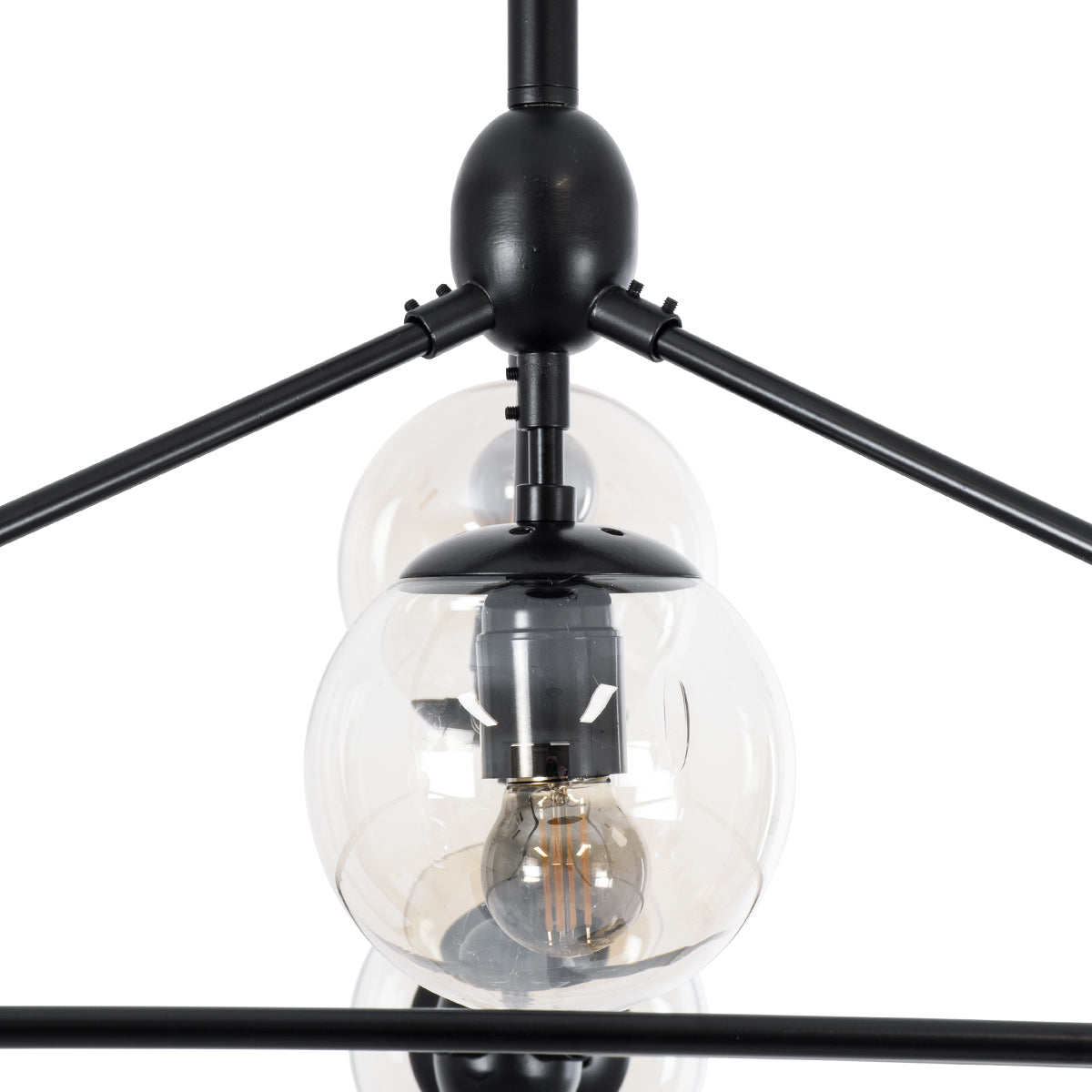GLOBOSTAR® SENTINEL 01636 Μοντέρνο Φωτιστικό Οροφής με Ντουί 10 x E27 AC 220-240V IP20 - Μαύρο & Διάφανο - Μ105 x Π80 x Υ90cm