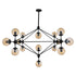 GloboStar® SENTINEL 01637 Μοντέρνο Φωτιστικό Οροφής Πλέγμα Πολύφωτο 15 x E27 IP20 Μαύρο Μέταλλο με μελί Γυαλί - Μ150 x Π150 x Υ115cm - ledmania.gr