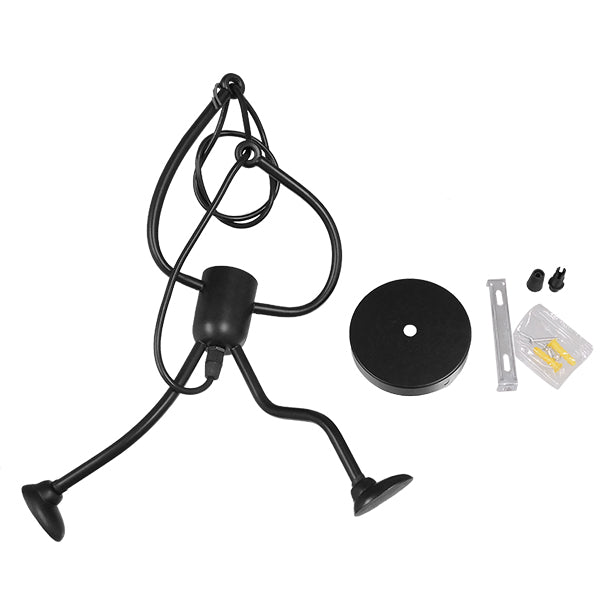 GLOBOSTAR® LITTLE MAN 01652 Μοντέρνο Κρεμαστό Φωτιστικό Οροφής με Ντουί 1 x E27 AC 220-240V IP20 - Μαύρο - Μ20 x Π20 x Υ40cm