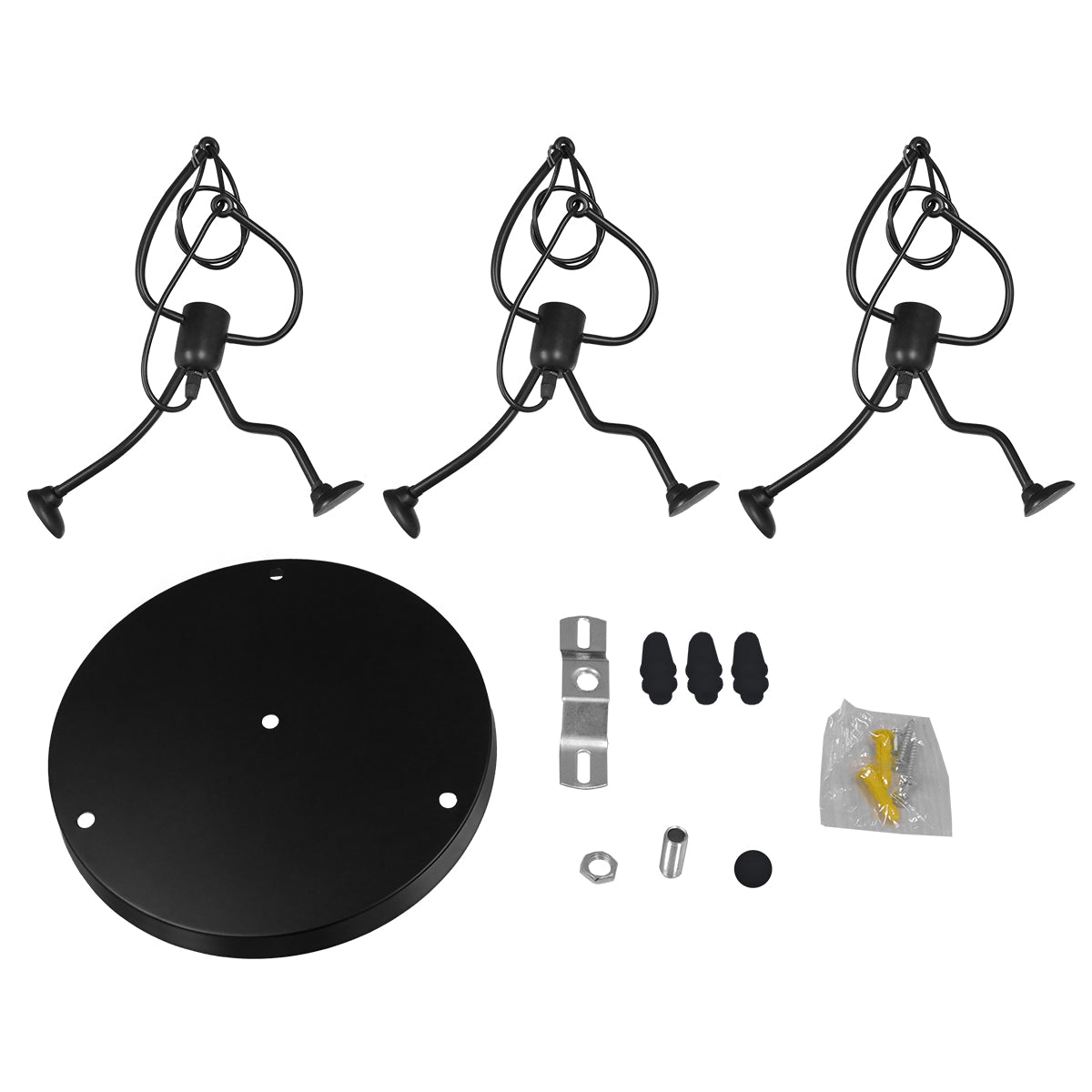 GLOBOSTAR® FIGURE 10001655 Παιδικό Κρεμαστό Φωτιστικό Οροφής με Ντουί 3 x E27 AC 220-240V IP20 - Μαύρο - Μ45 x Π45 x Υ40cm