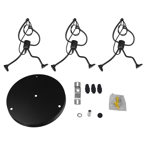 GLOBOSTAR® LITTLE MAN 01655 Μοντέρνο Κρεμαστό Φωτιστικό Οροφής με Ντουί 3 x E27 AC 220-240V IP20 - Μαύρο - Μ45 x Π45 x Υ40cm