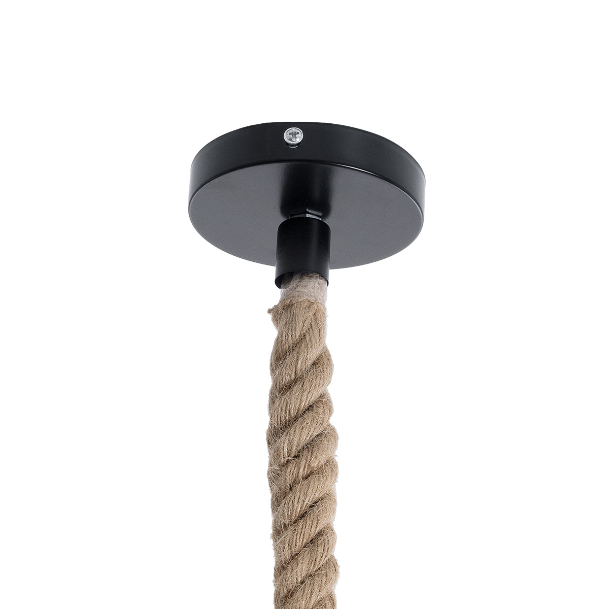 GloboStar® ORVAL 01689 Μοντέρνο Κρεμαστό Φωτιστικό Οροφής Μονόφωτο 1 x E27 AC220-240V IP20 - Φ20 x Υ20cm - Μαύρο Μεταλλικό με Μπεζ Σχοινί Πλέγμα - 5 Χρόνια Εγγύηση - ledmania.gr