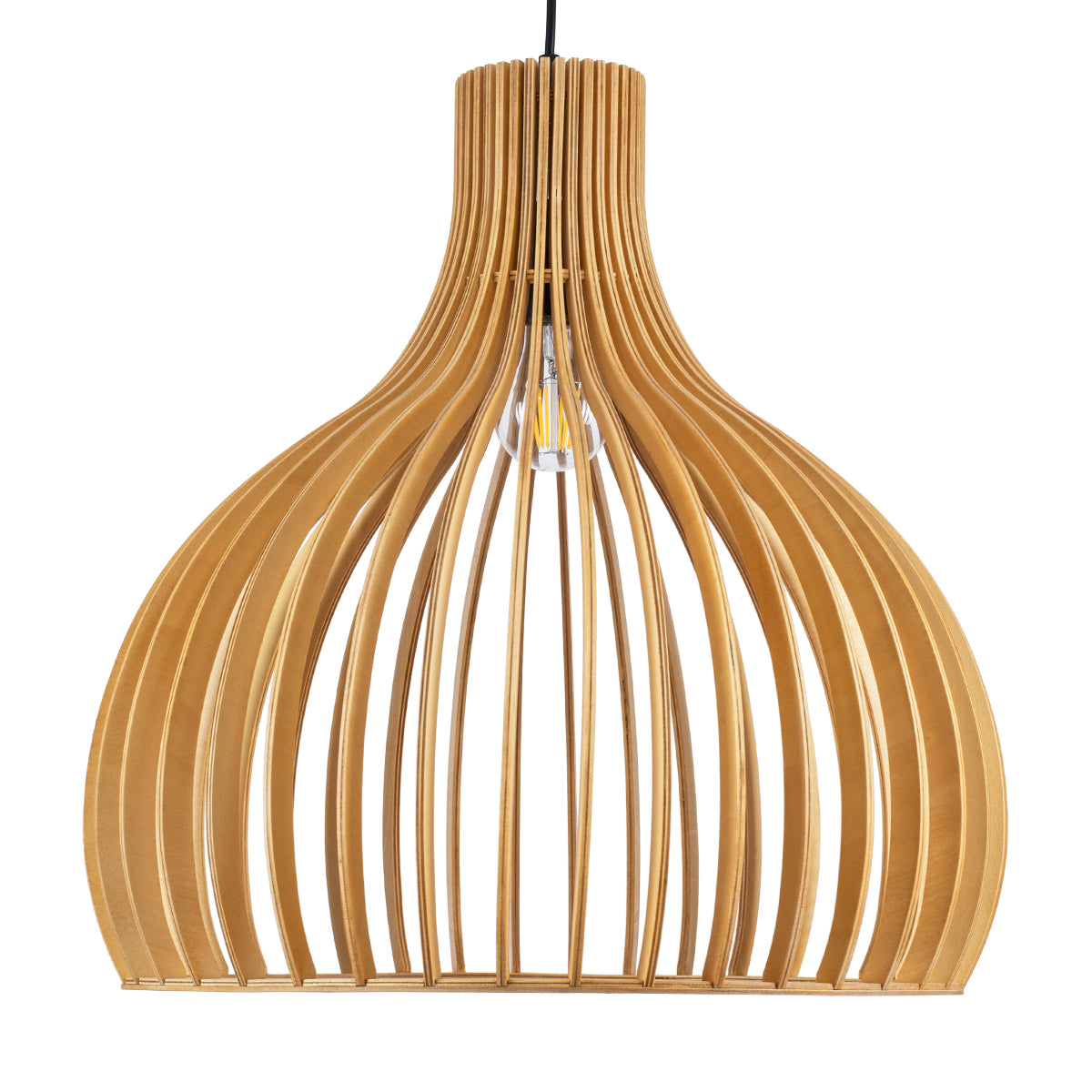 GloboStar® SCANDINAVIA 01701 Μοντέρνο Κρεμαστό Φωτιστικό Πλέγμα Μονόφωτο 1 x E27 IP20 Μπεζ Ξύλο Μ45 x Π45 x Y45cm - ledmania.gr