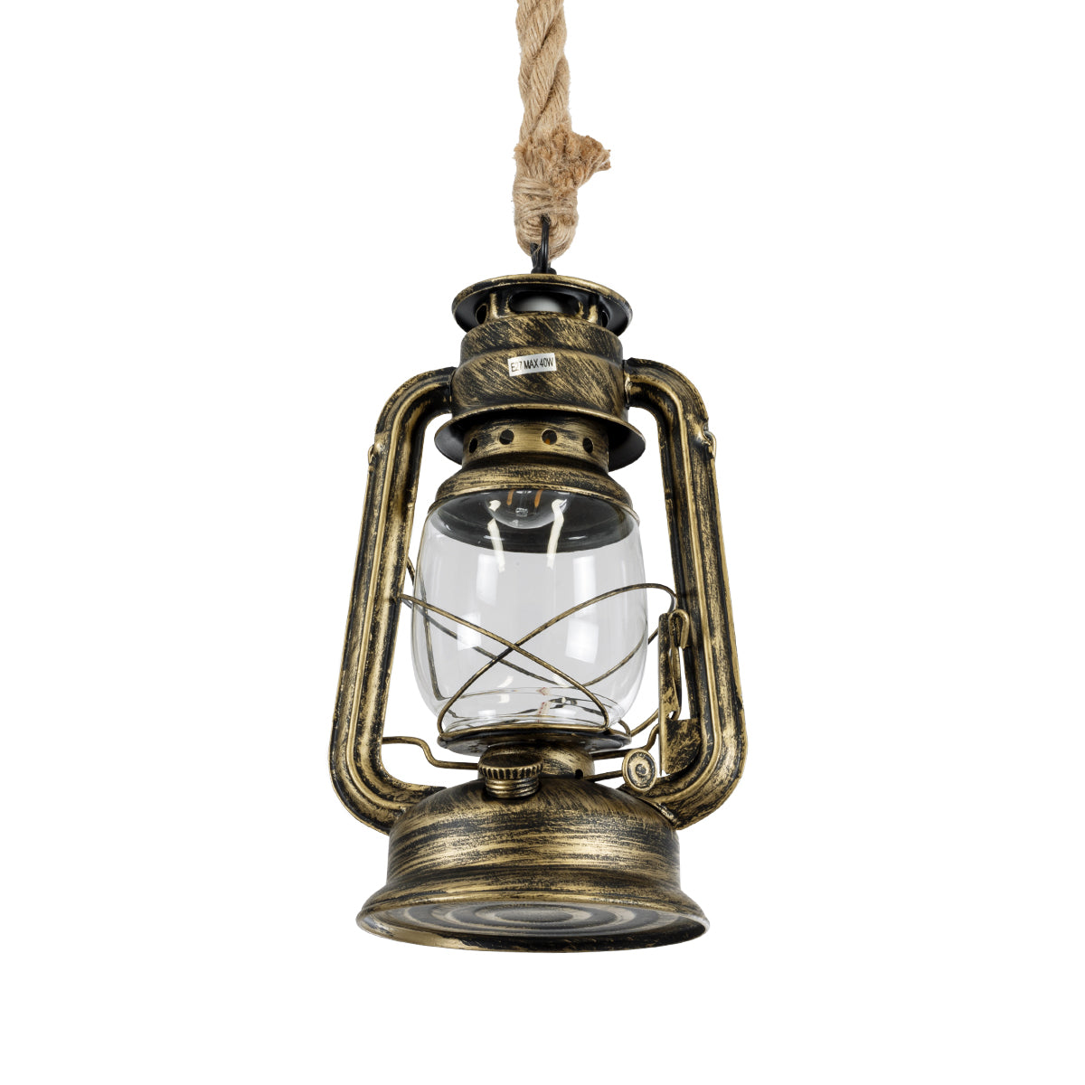 GLOBOSTAR® BARBAROSSA 01705 Vintage Κρεμαστό Φωτιστικό Οροφής με Ντουί 1 x E27 AC 220-240V IP20 - Μπρούτζινο - Μ18 x Π18 x Υ28cm