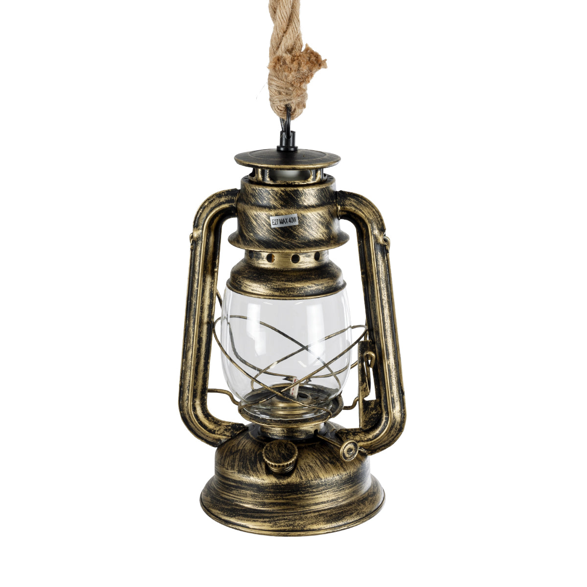 GLOBOSTAR® BARBAROSSA 01705 Vintage Κρεμαστό Φωτιστικό Οροφής με Ντουί 1 x E27 AC 220-240V IP20 - Μπρούτζινο - Μ18 x Π18 x Υ28cm