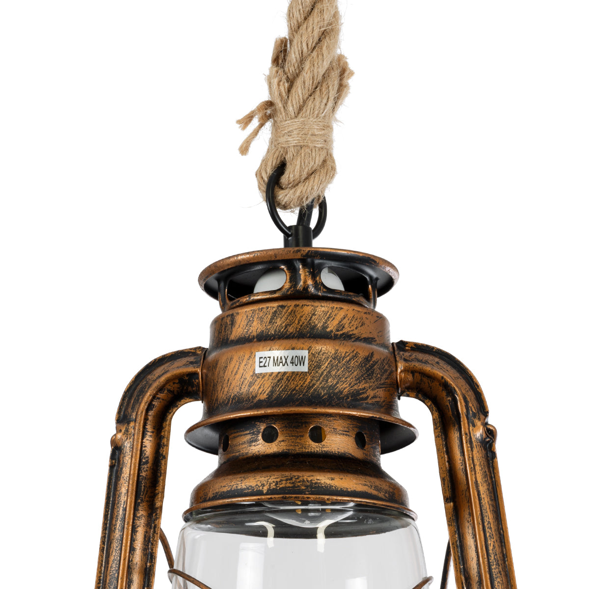 GLOBOSTAR® BARBAROSSA 01706 Vintage Κρεμαστό Φωτιστικό Οροφής με Ντουί 1 x E27 AC 220-240V IP20 - Χάλκινο Εφέ Σκουριάς - Μ18 x Π18 x Υ28cm