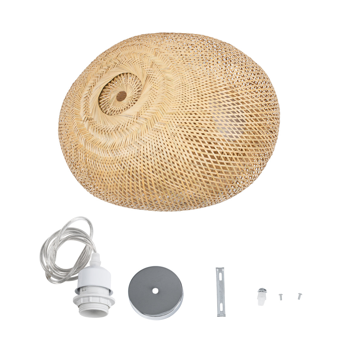 GloboStar® CARIBBEAN 01723 Boho Κρεμαστό Φωτιστικό Ανάρτηση Μονόφωτο 1 x E27 IP20 Μπεζ Ξύλο - Μ45 x Π45 x Υ24cm - ledmania.gr