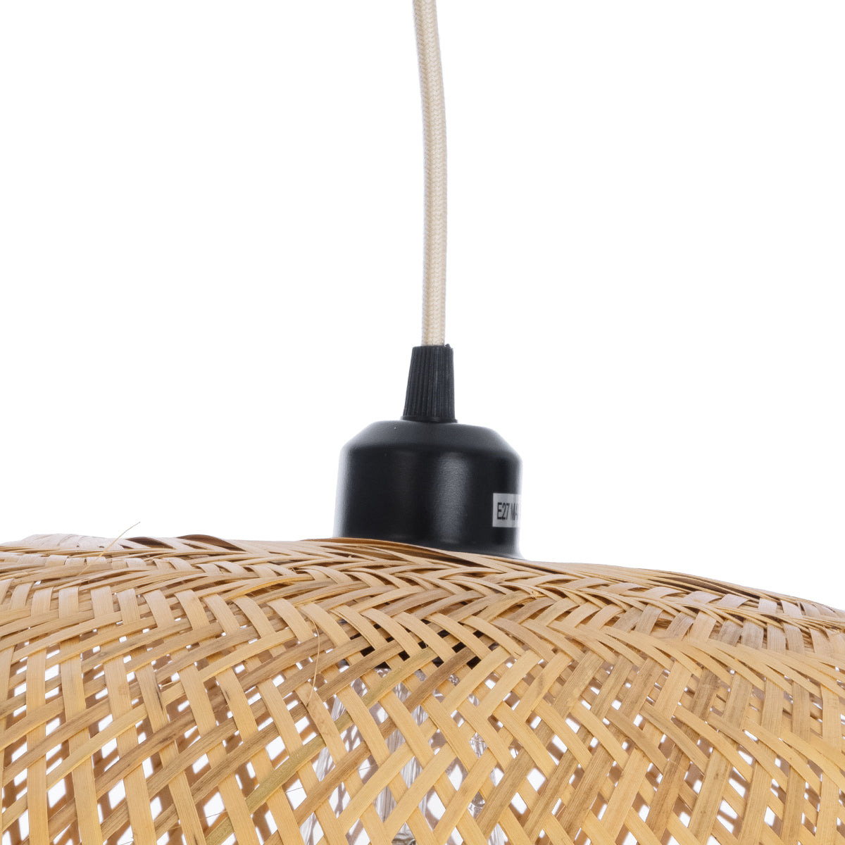 GloboStar® CARIBBEAN 01724 Boho Κρεμαστό Φωτιστικό Ανάρτηση Μονόφωτο 1 x E27 IP20 Μπεζ Ξύλο - Μ60 x Π60 x Υ38cm - ledmania.gr