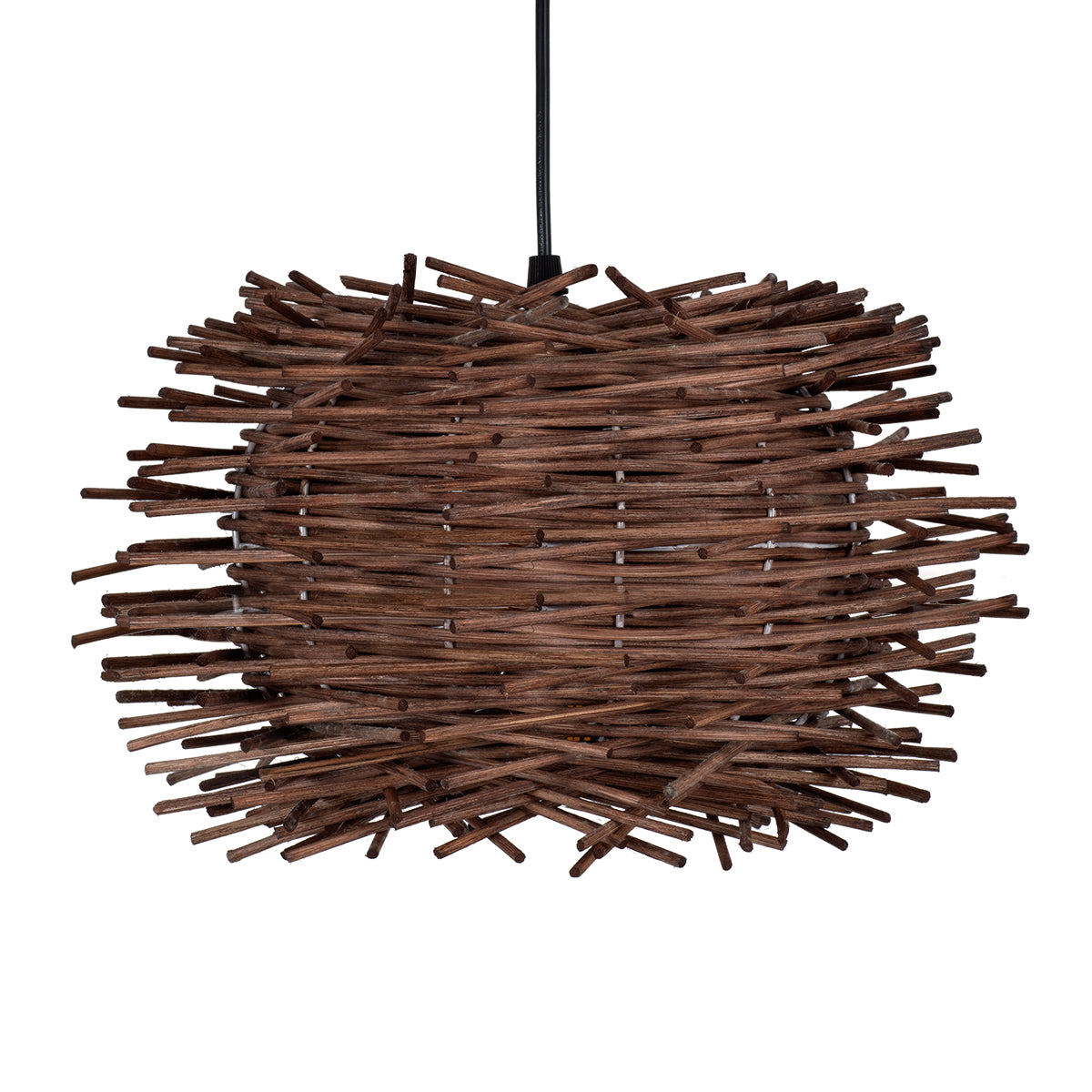 GloboStar® MINORCA 01733 Boho Κρεμαστό Φωτιστικό Ανάρτηση Μονόφωτο 1 x E27 IP20 Καφέ Ξύλο - Μ35 x Π35 x Y23cm - ledmania.gr