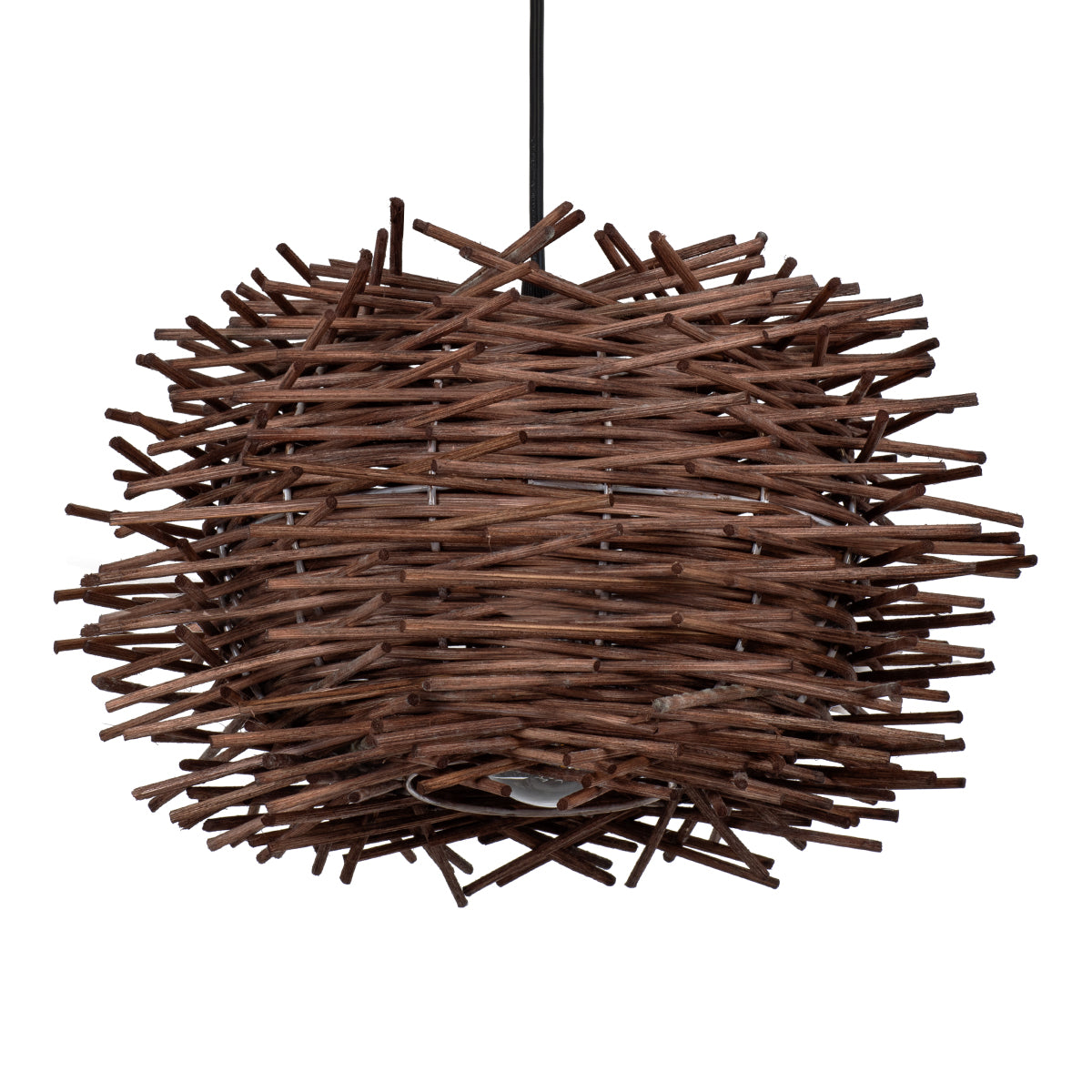 GloboStar® MINORCA 01733 Boho Κρεμαστό Φωτιστικό Ανάρτηση Μονόφωτο 1 x E27 IP20 Καφέ Ξύλο - Μ35 x Π35 x Y23cm - ledmania.gr