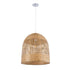 GloboStar® BORA-BORA 01735 Boho Κρεμαστό Φωτιστικό Καμπάνα Μονόφωτο 1 x E27 IP20 Μπεζ Ξύλο - Μ42 x Π42 x Y44cm - ledmania.gr
