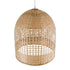 GloboStar® BORA-BORA 01735 Boho Κρεμαστό Φωτιστικό Καμπάνα Μονόφωτο 1 x E27 IP20 Μπεζ Ξύλο - Μ42 x Π42 x Y44cm - ledmania.gr