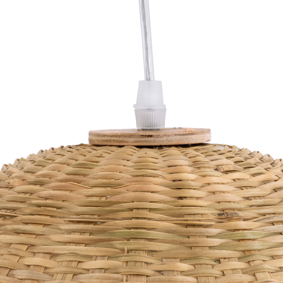 GloboStar® BORA-BORA 01735 Boho Κρεμαστό Φωτιστικό Καμπάνα Μονόφωτο 1 x E27 IP20 Μπεζ Ξύλο - Μ42 x Π42 x Y44cm - ledmania.gr