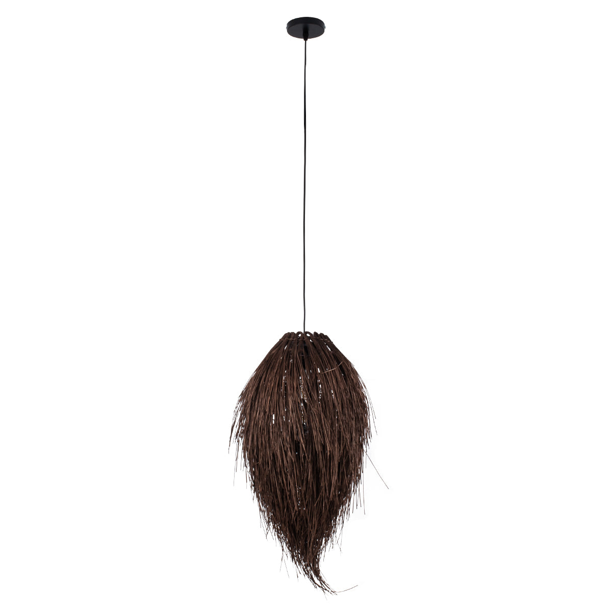 GloboStar® ARCHIPELAGO 01748 Boho Κρεμαστό Φωτιστικό Πλέγμα Μονόφωτο 1 x E27 IP20 Καφέ Ξύλο - Μ30 x Π30 x Υ63cm - ledmania.gr