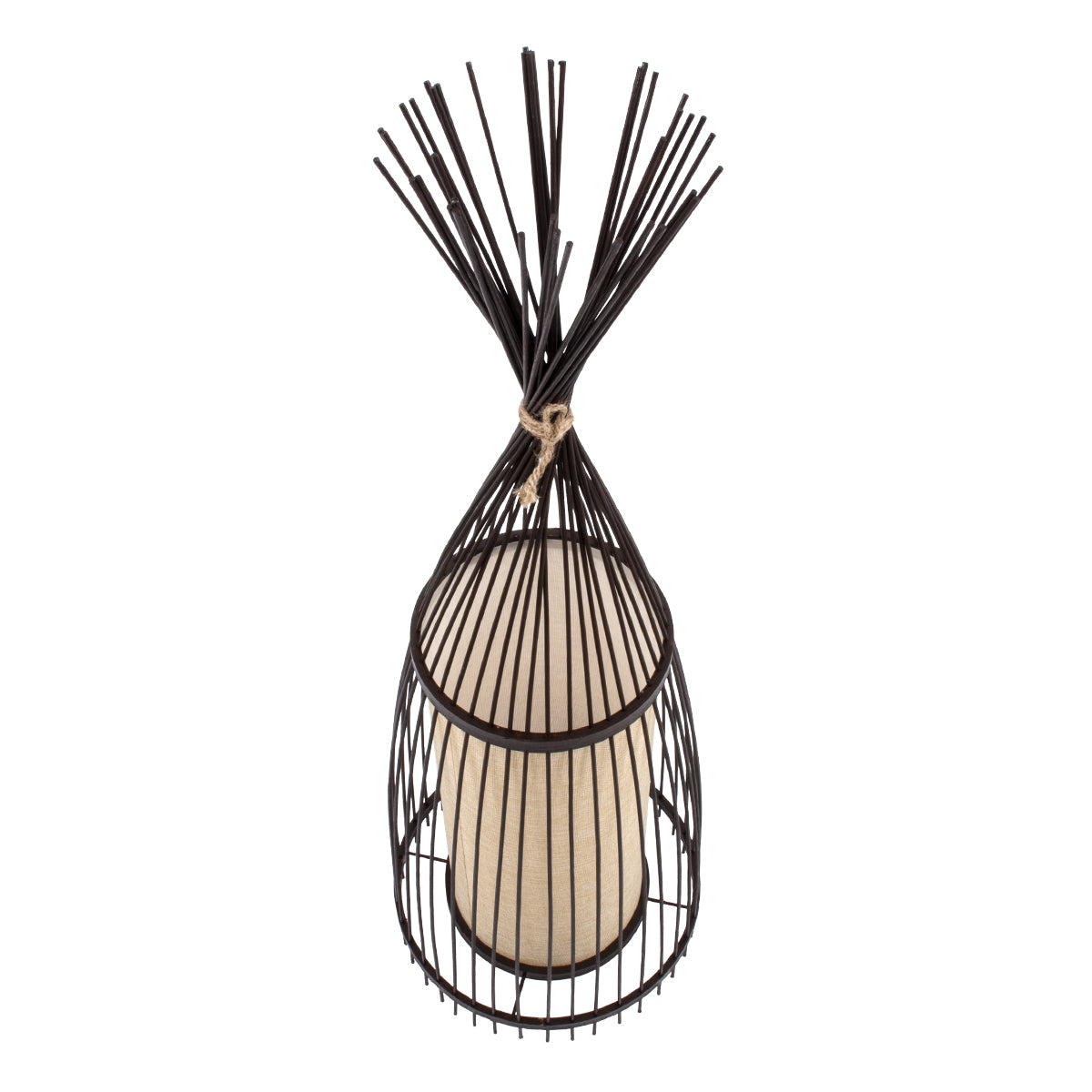 GloboStar® AZORES 01754 Boho Επιδαπέδιο Φωτιστικό Μονόφωτο 1 x E27 IP20 Καφέ & Μπεζ Ξύλο - Μ30 x Π30 x Υ90cm - ledmania.gr