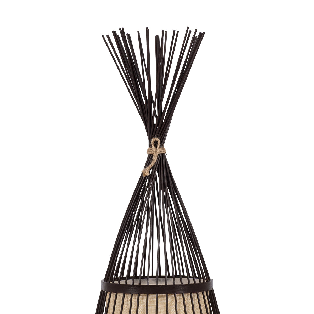 GloboStar® AZORES 01754 Boho Επιδαπέδιο Φωτιστικό Μονόφωτο 1 x E27 IP20 Καφέ & Μπεζ Ξύλο - Μ30 x Π30 x Υ90cm - ledmania.gr