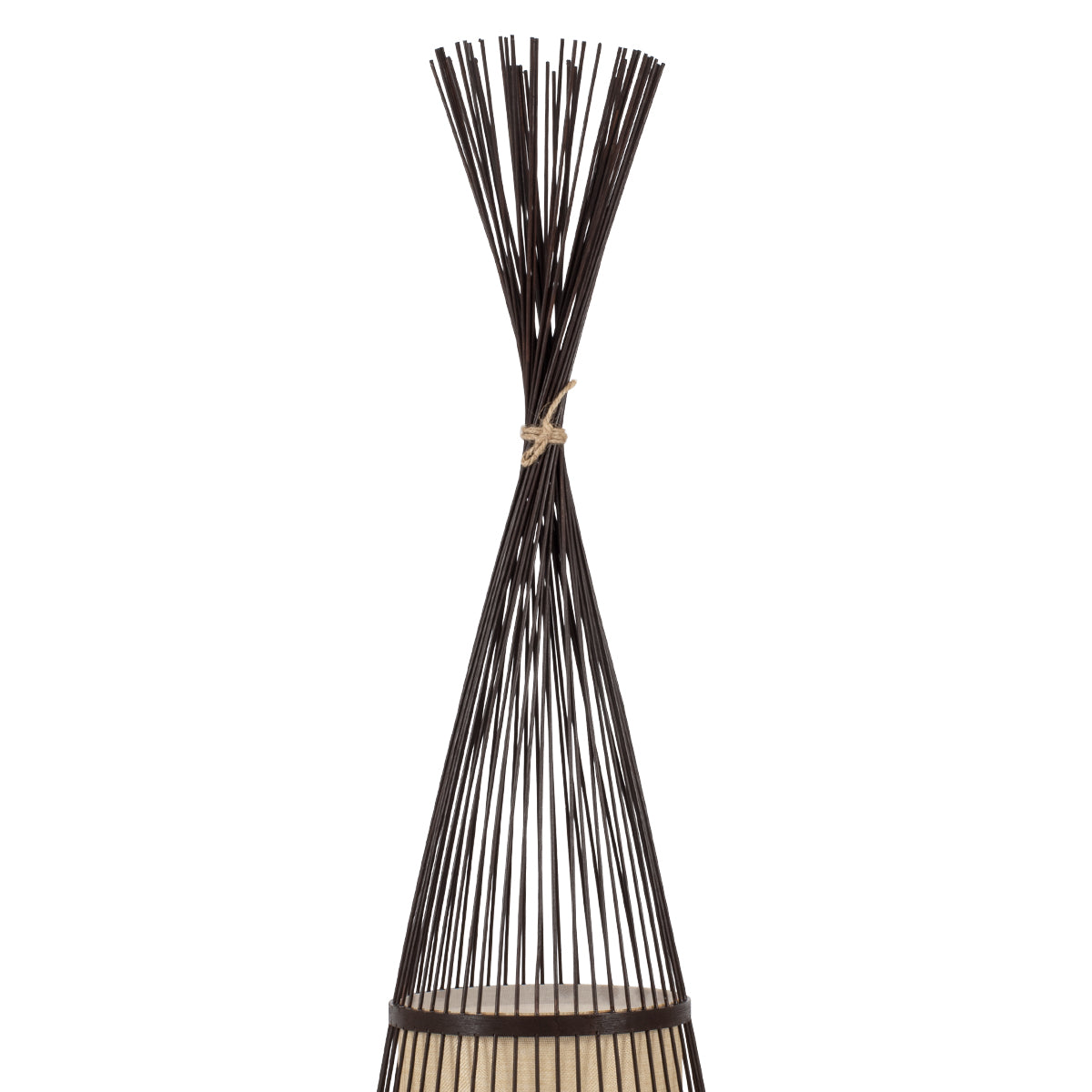 GloboStar® AZORES 01756 Boho Επιδαπέδιο Φωτιστικό Μονόφωτο 1 x E27 IP20 Καφέ & Μπεζ Ξύλο - Μ40 x Π40 x Υ150cm - ledmania.gr