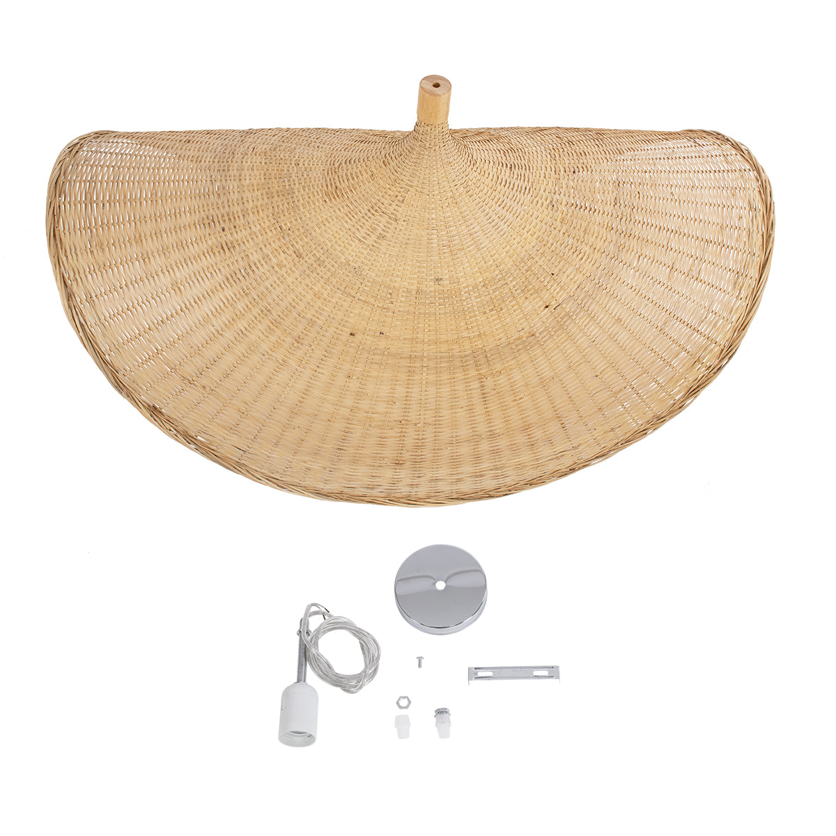 GloboStar® CUBA 01769 Boho Κρεμαστό Φωτιστικό Ανάρτηση Μονόφωτο 1 x E27 IP20 Μπεζ Ξύλο - Μ100 x Π100 x Υ55cm - ledmania.gr