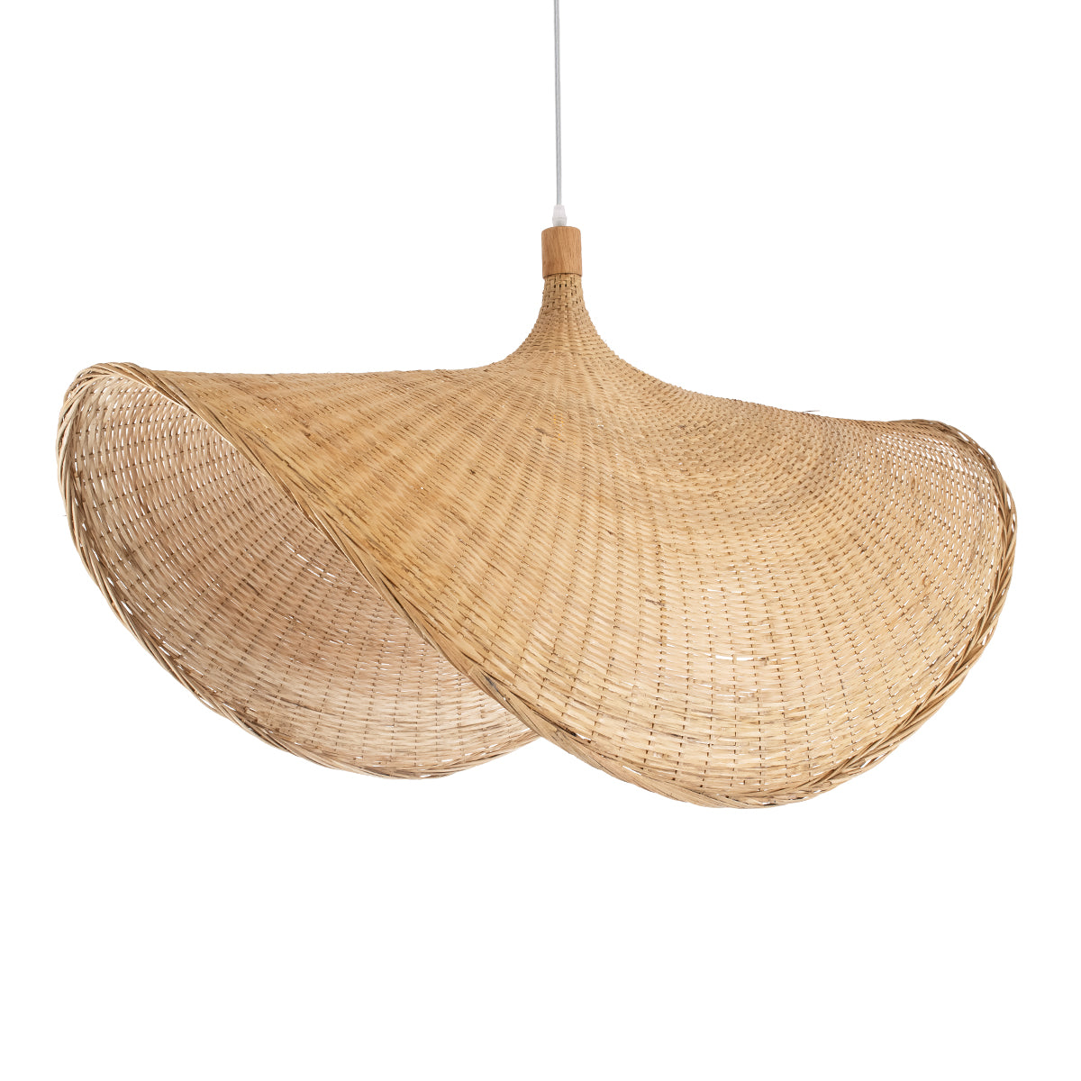 GloboStar® CUBA 01769 Boho Κρεμαστό Φωτιστικό Ανάρτηση Μονόφωτο 1 x E27 IP20 Μπεζ Ξύλο - Μ100 x Π100 x Υ55cm - ledmania.gr