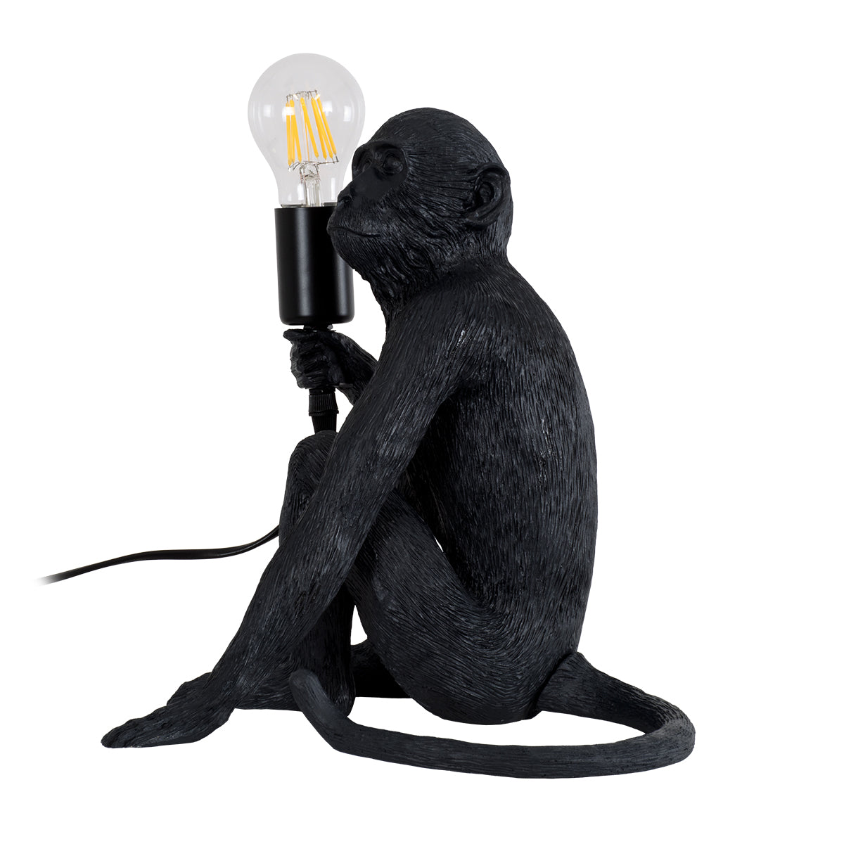 GloboStar® APES 01807 Μοντέρνο Επιτραπέζιο Φωτιστικό Πορτατίφ Μονόφωτο 1 x E27 IP20 Μαύρο Πλαστικό - Μ30 x Π27 x Υ30cm - ledmania.gr