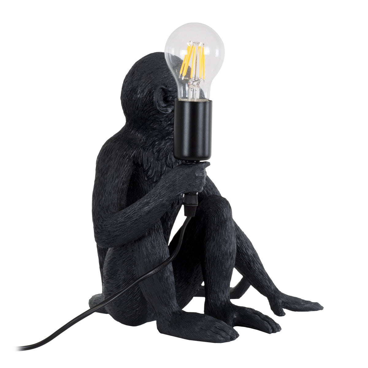 GloboStar® APES 01807 Μοντέρνο Επιτραπέζιο Φωτιστικό Πορτατίφ Μονόφωτο 1 x E27 IP20 Μαύρο Πλαστικό - Μ30 x Π27 x Υ30cm - ledmania.gr