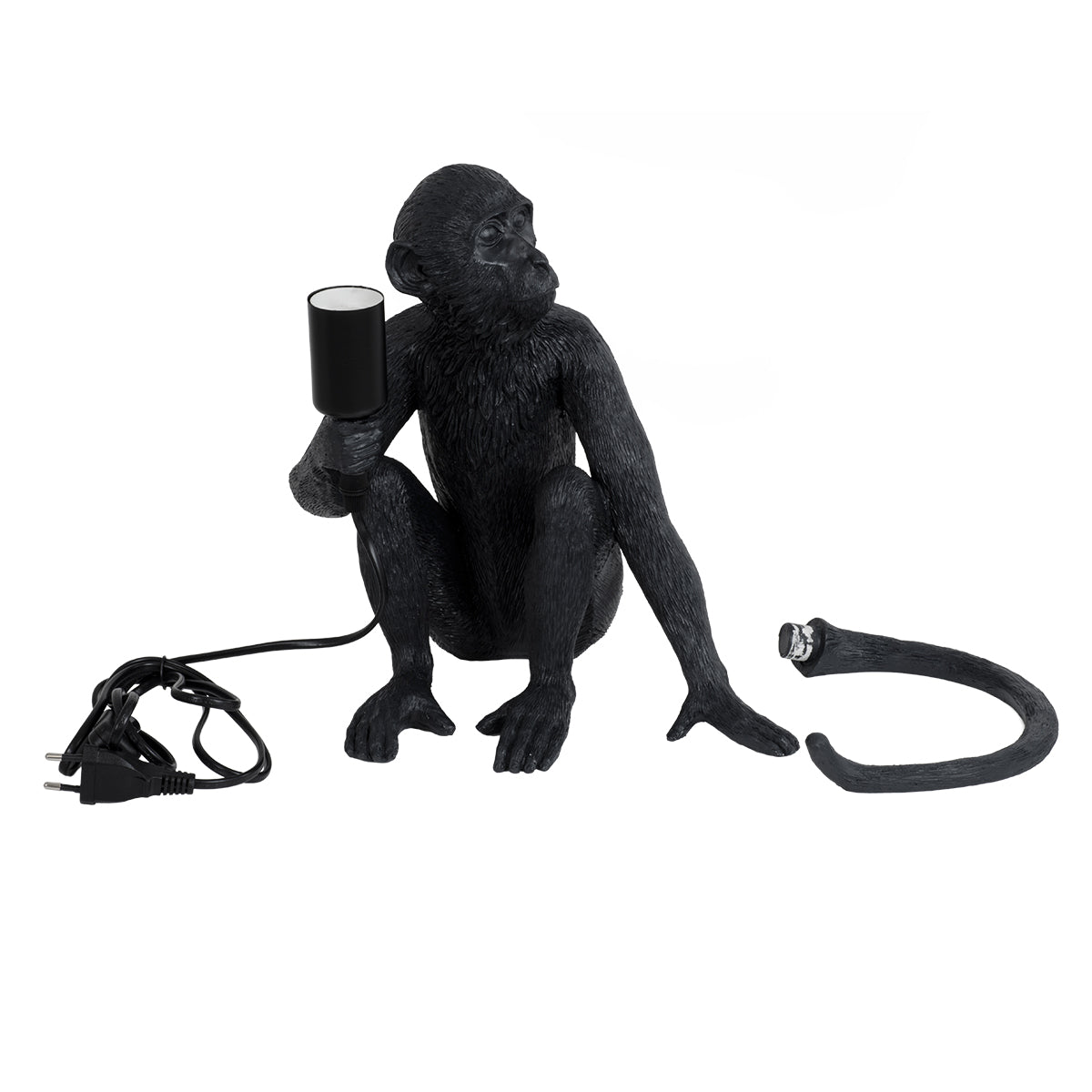 GloboStar® APES 01807 Μοντέρνο Επιτραπέζιο Φωτιστικό Πορτατίφ Μονόφωτο 1 x E27 IP20 Μαύρο Πλαστικό - Μ30 x Π27 x Υ30cm - ledmania.gr