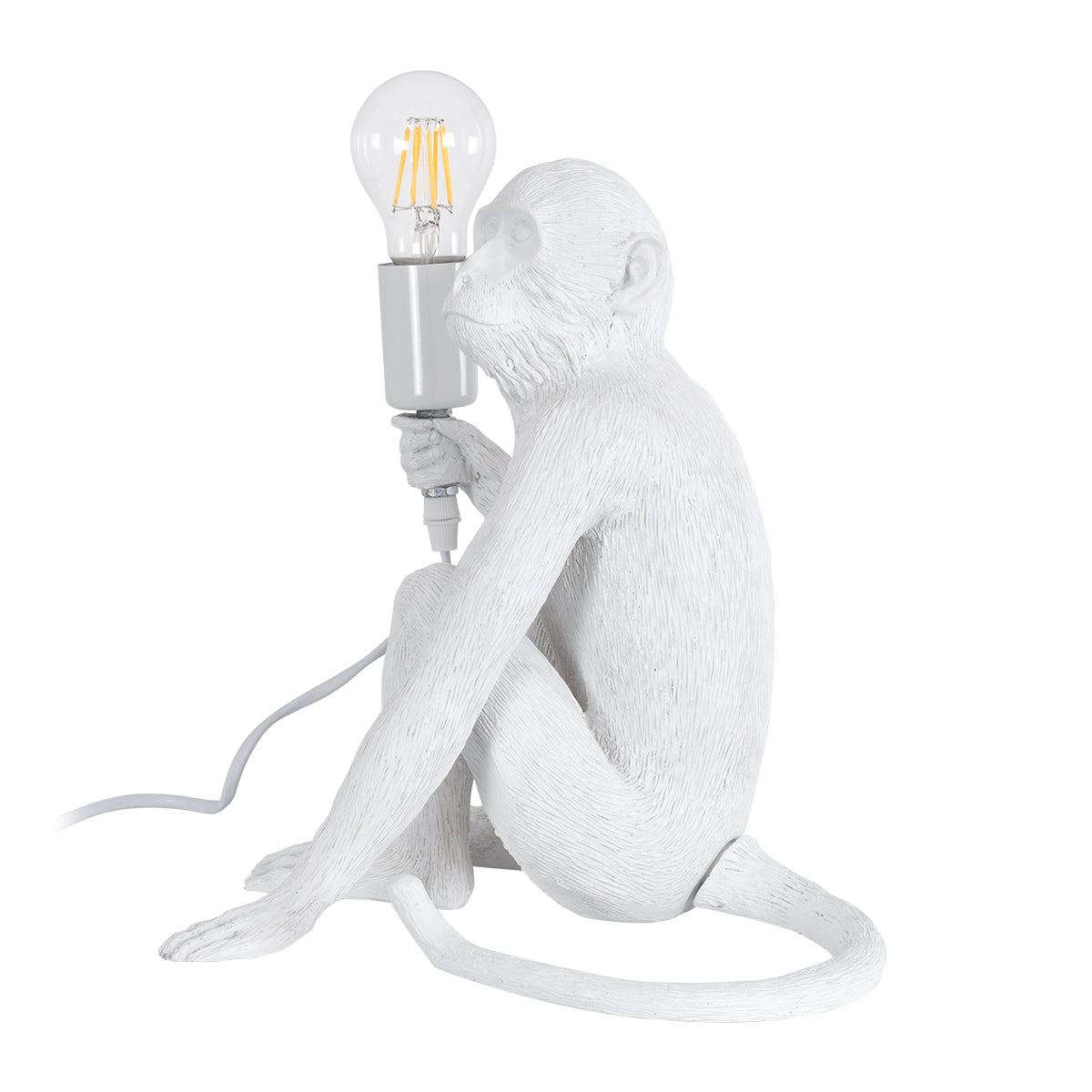 GloboStar® APES 01808 Μοντέρνο Φωτιστικό Πορτατίφ Λαμπατέρ Μονόφωτο 1 x E27 Λευκό Φιγούρα L30 x W27 x H30cm - ledmania.gr