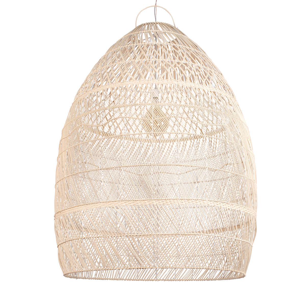 GloboStar® MALIBU 01813 Μοντέρνο Κρεμαστό Φωτιστικό Οροφής Μονόφωτο 1 x E27 Μπεζ Μπαμπού Καμπάνα Φ120 x Υ156cm - ledmania.gr
