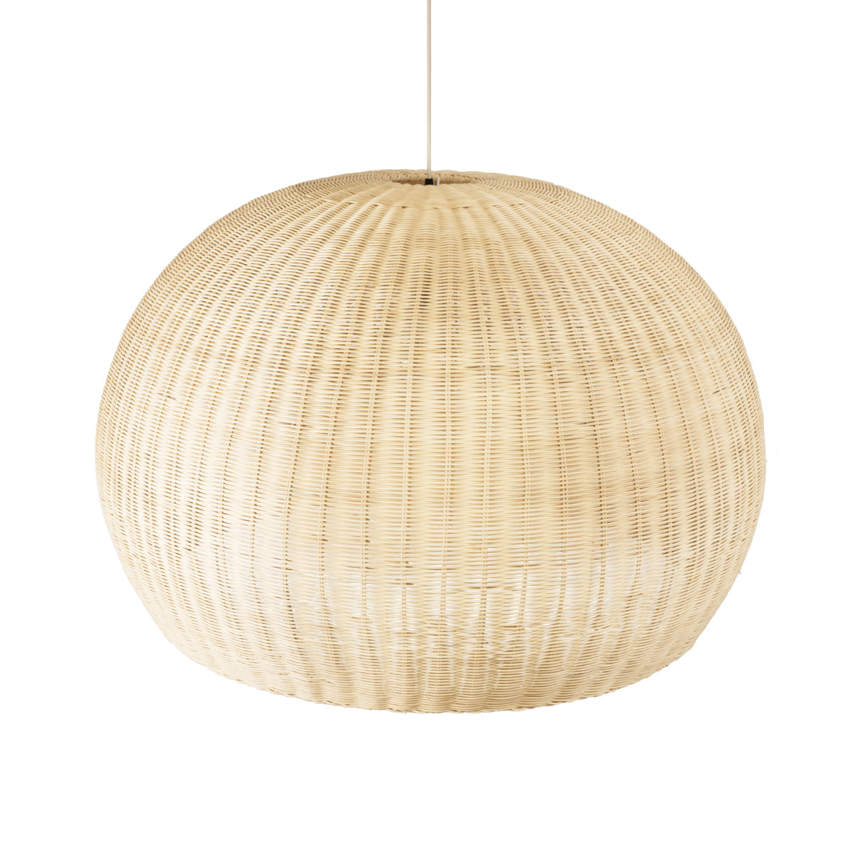 GloboStar® RAITO 01826 Boho Κρεμαστό Φωτιστικό Οροφής Μονόφωτο 1 x E27 AC220-240V IP20 - Φ100 x Υ63cm - Μπεζ Ξύλινο Μπαμπού Πλέγμα Καμπάνα - ledmania.gr