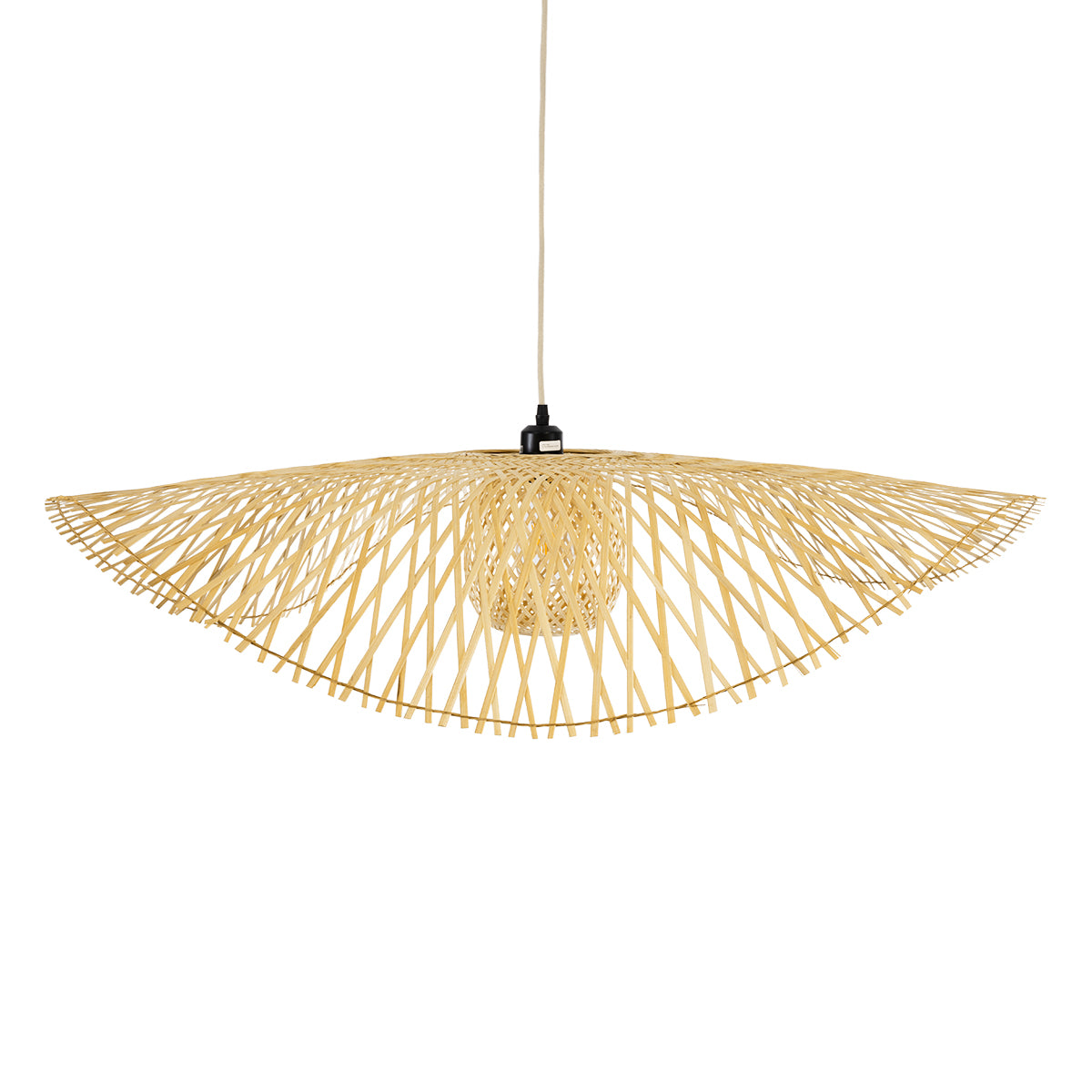 GloboStar® CINNABAR 01838 Boho Κρεμαστό Φωτιστικό Πλέγμα Μονόφωτο 1 x E27 IP20 Μπεζ Ξύλο - Μ100 x Π100 x Υ21cm - ledmania.gr