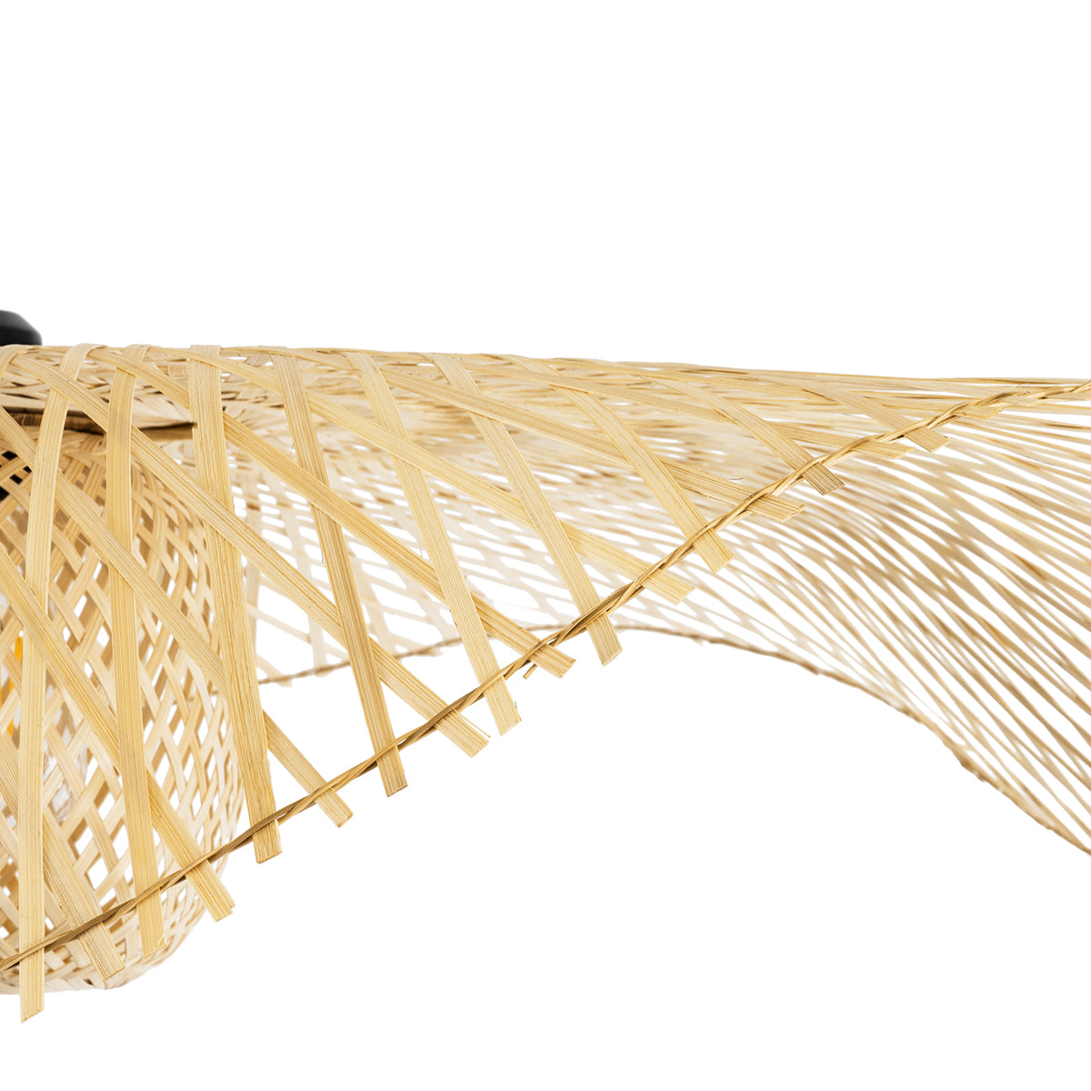 GloboStar® CINNABAR 01838 Boho Κρεμαστό Φωτιστικό Πλέγμα Μονόφωτο 1 x E27 IP20 Μπεζ Ξύλο - Μ100 x Π100 x Υ21cm - ledmania.gr