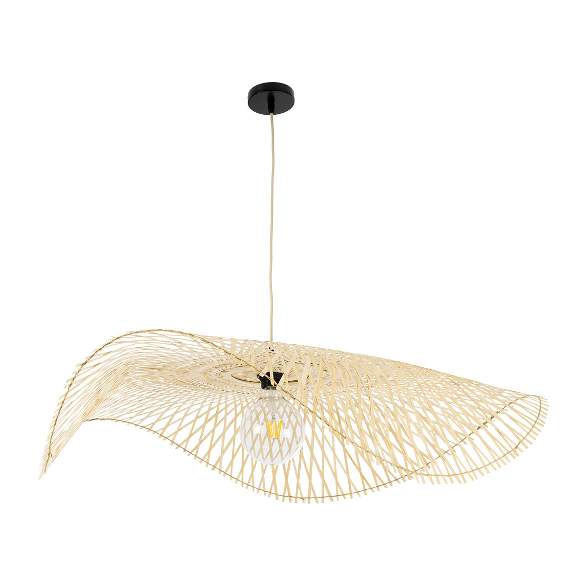 GLOBOSTAR® MELEMELE 01842 Boho Κρεμαστό Φωτιστικό Οροφής με Ντουί 1 x E27 AC 220-240V IP20 - Μπεζ - Μ100 x Π100 x Υ12cm