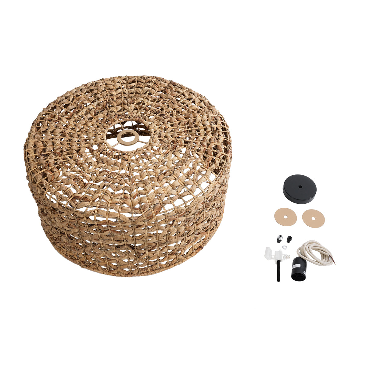 GloboStar® MANGATA 01849 Boho Κρεμαστό Φωτιστικό Καμπάνα Μονόφωτο 1 x E27 IP20 Καφέ Ξύλο - Μ60 x Π60 x Υ28cm - ledmania.gr