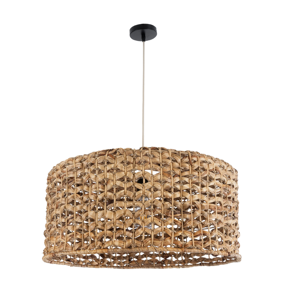 GloboStar® MANGATA 01849 Boho Κρεμαστό Φωτιστικό Καμπάνα Μονόφωτο 1 x E27 IP20 Καφέ Ξύλο - Μ60 x Π60 x Υ28cm - ledmania.gr