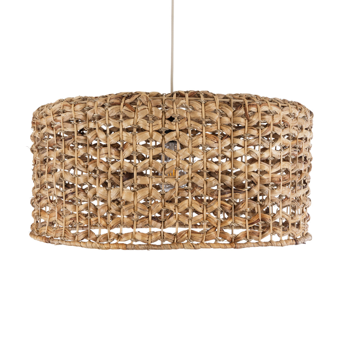 GloboStar® MANGATA 01849 Boho Κρεμαστό Φωτιστικό Καμπάνα Μονόφωτο 1 x E27 IP20 Καφέ Ξύλο - Μ60 x Π60 x Υ28cm - ledmania.gr