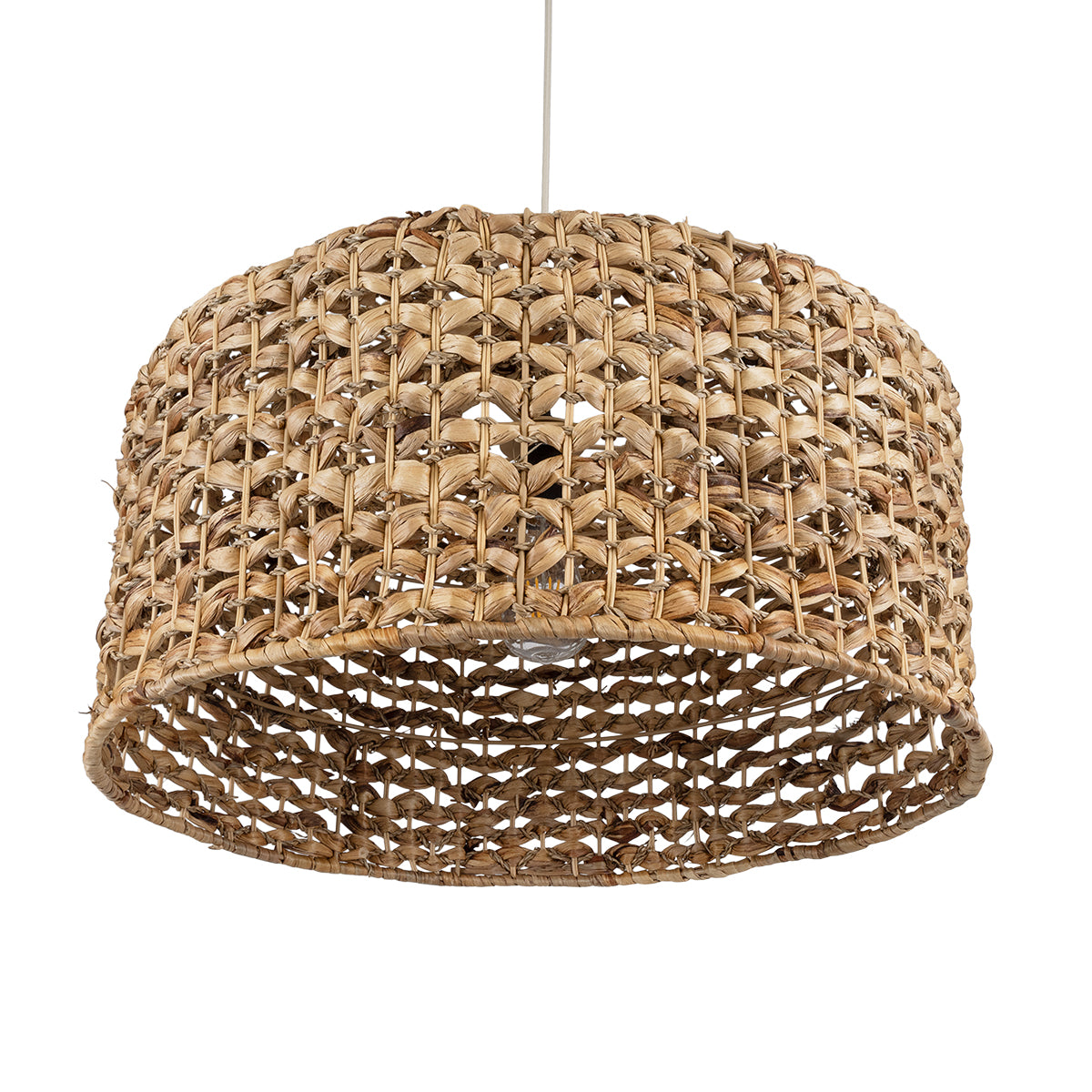 GloboStar® MANGATA 01849 Boho Κρεμαστό Φωτιστικό Καμπάνα Μονόφωτο 1 x E27 IP20 Καφέ Ξύλο - Μ60 x Π60 x Υ28cm - ledmania.gr