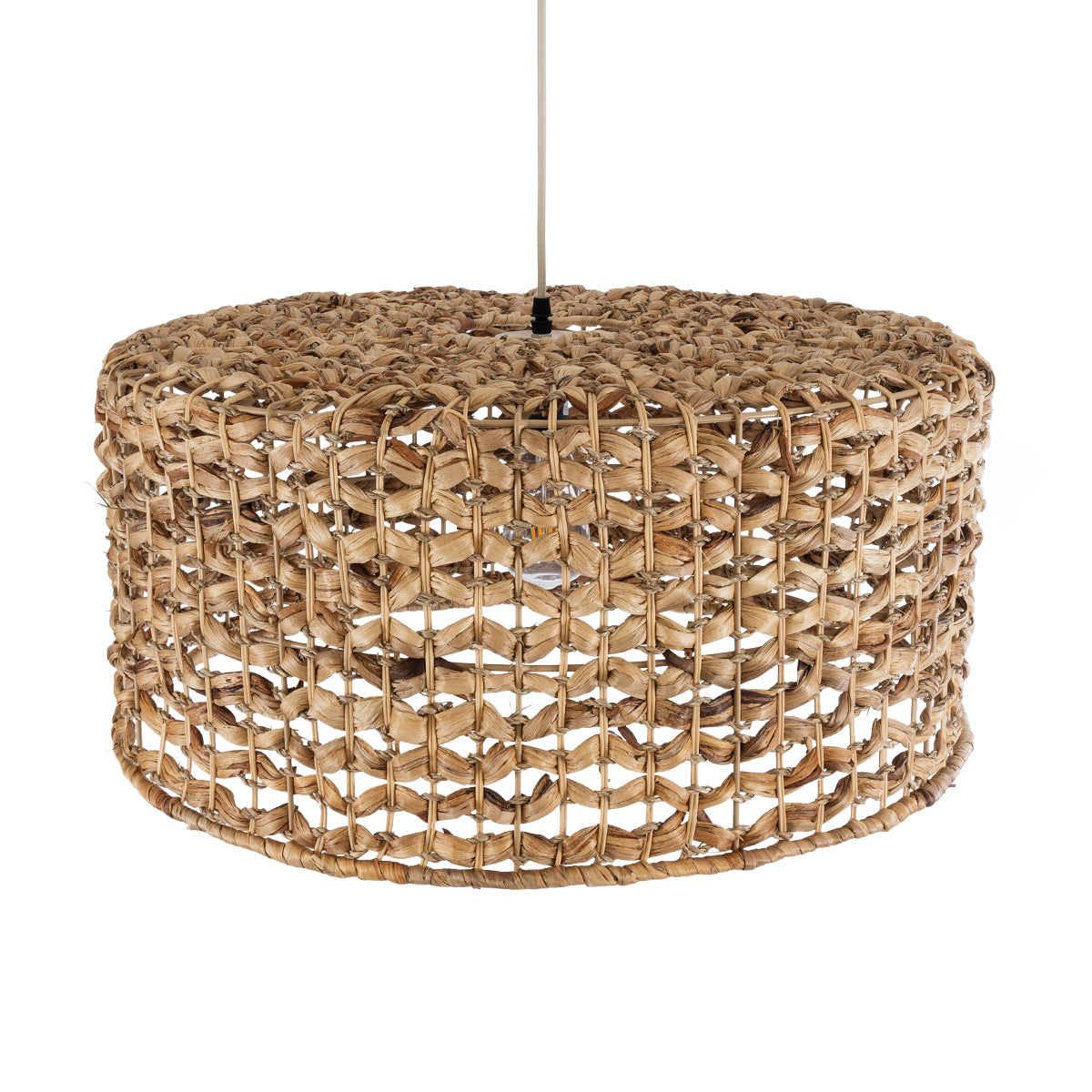 GloboStar® MANGATA 01849 Boho Κρεμαστό Φωτιστικό Καμπάνα Μονόφωτο 1 x E27 IP20 Καφέ Ξύλο - Μ60 x Π60 x Υ28cm - ledmania.gr