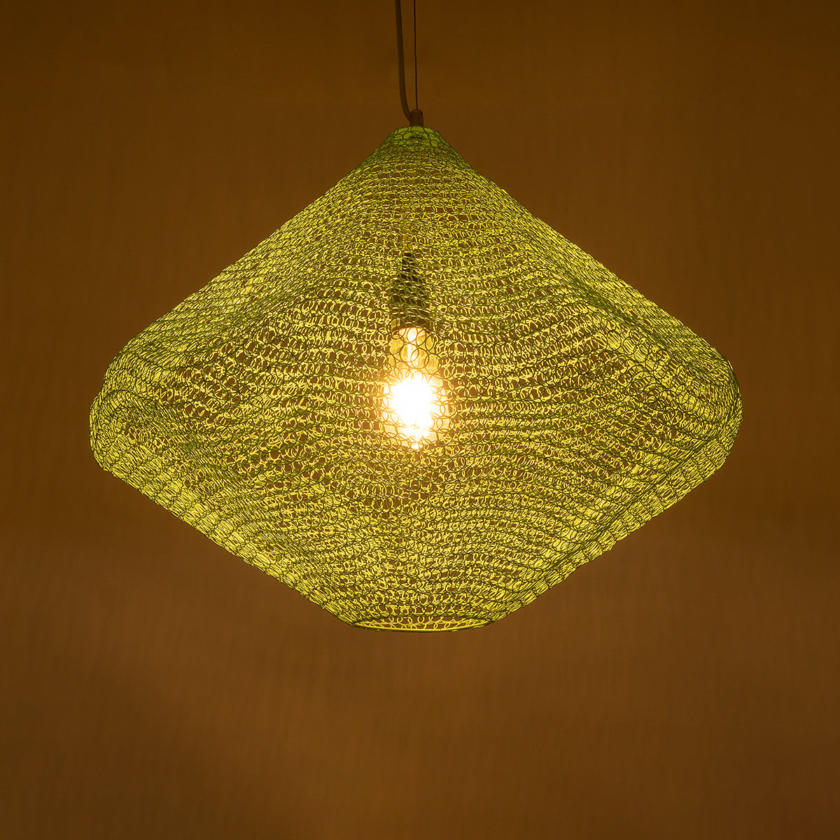 GloboStar® KENTUCKY 01866 Vintage Κρεμαστό Φωτιστικό Οροφής Μονόφωτο 1 x E27 AC220-240V IP20 - Φ60 x Υ50cm - Apple Green Μεταλλικό Πλέγμα - 5 Χρόνια Εγγύηση - ledmania.gr