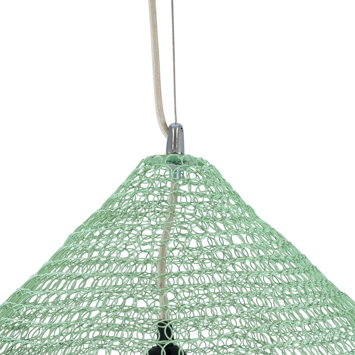 GloboStar® KENTUCKY 01866 Vintage Κρεμαστό Φωτιστικό Οροφής Μονόφωτο 1 x E27 AC220-240V IP20 - Φ60 x Υ50cm - Apple Green Μεταλλικό Πλέγμα - 5 Χρόνια Εγγύηση - ledmania.gr
